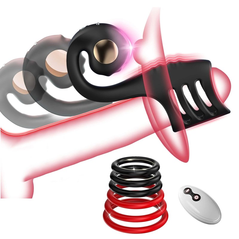 Vibrating Silicone Ring Massager Set for Couples 6 Piece Rechargeable Kit