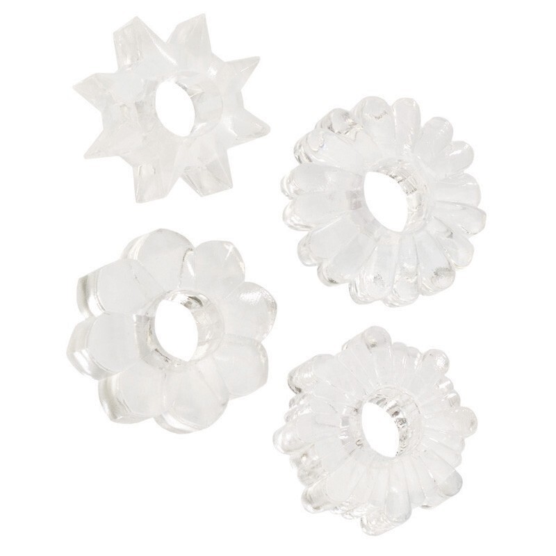 Basic Essentials Super Stretchy TPR Enhancers 4 Pack Clear Rings, New gallery
