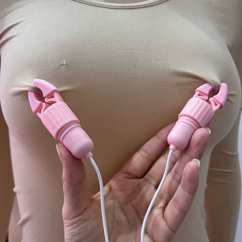 Electric Vibrating Breast Nipple Clamps Clip Enhancer for Women Couples Sex Toys