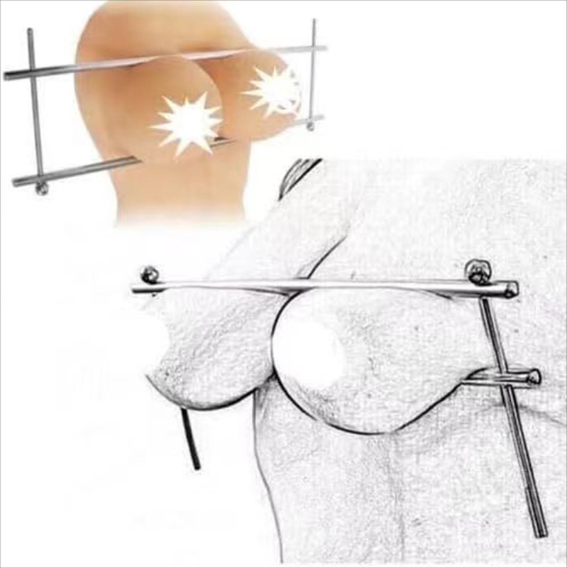 Metal Adjustable Nipple Clamp Steel Rack Breast Press Restraint Torture SM Women