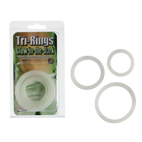 Tri-Rings Glow-In-The-Dark Rubber Penis Erection Enhancer Cock Ring Set