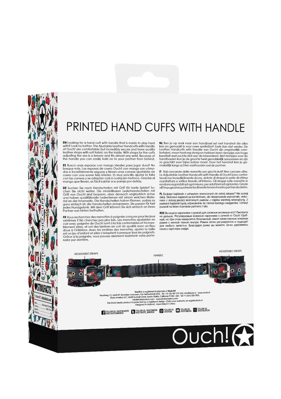 Ouch! Handcuffs with Handle Comfortable Leather Handcuffs with Bondage Designed Decorations gallery