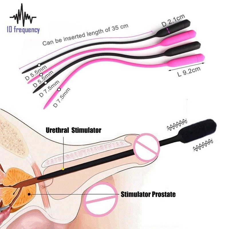 Urinary Blockage 10 Frequency Vibrator,Urethral Vibrating Rod SexToy Stimulator