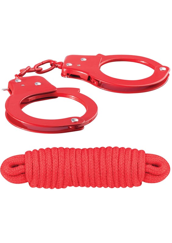 Sinful Metal Cuffs W/keys Love Rope Red gallery