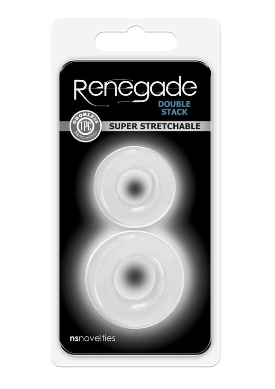 Renegade Double Stack Super Stretchable Cock Rings (Set of 2) – Clear