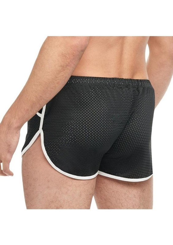 Goal Line Side Split Mesh Booty Shorts - Small/Medium - Black gallery