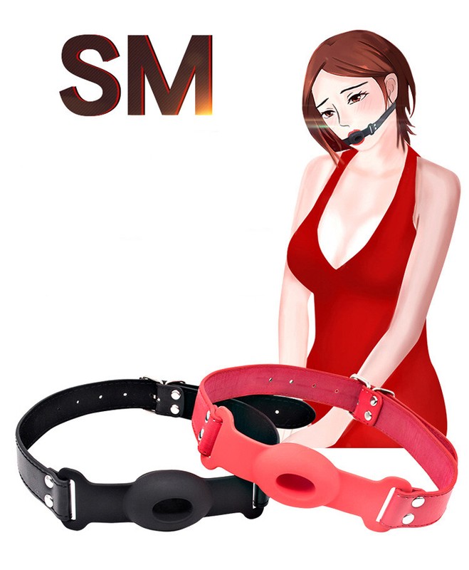 Silicone Mouth Gag Lips w/Strap BDSM Fetish Open Lip Bite Costume