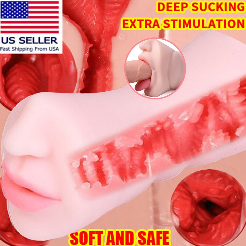 Male Masturbator Oral Deep Throat Stroker Blowjob Sex Toy Realistic Tongue Men gallery