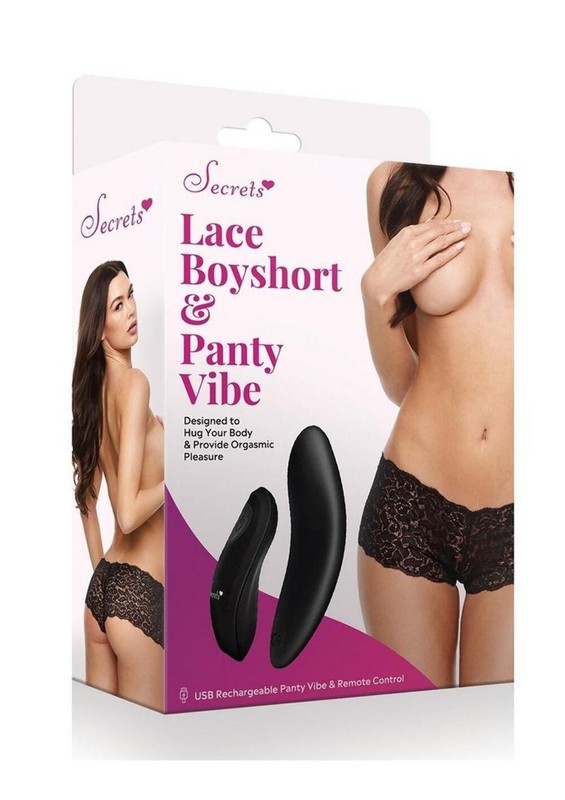 Secrets Lace Boyshort And Rechargeable Panty Vibe with Remote gallery