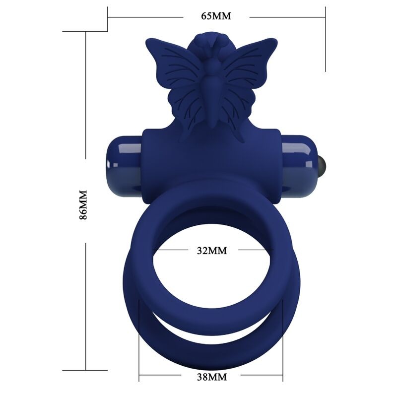 Pretty Love Jamele - Blue Butterfly Vibrating Phallic Double Ring gallery