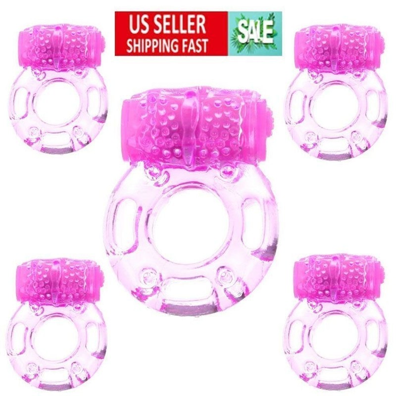 5pcs Vibrating Cock Rings Waterproof Penis Vibrator Couple Sex Toy Clit Orgasm