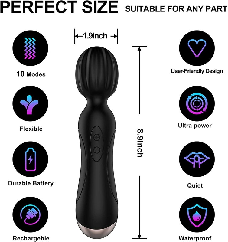 Personal Wand Massager - Rechargeable - Quiet - Waterproof - 10 Vibration Modes gallery