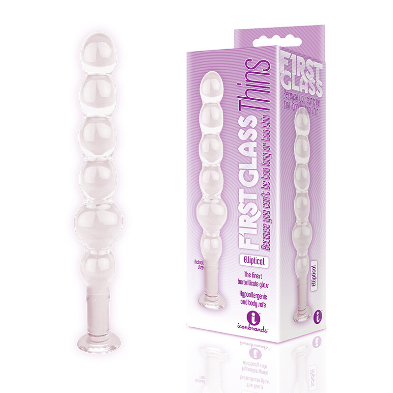 The 9&rsquo;s Glass Thins Elliptical 7 » Beaded Anal butt plug Temperature Play Toy