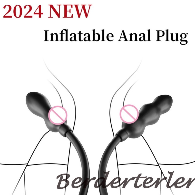 Upgraded Inflatable Anal Plug Double Head Expansion Anal Dilator Pulling Beads