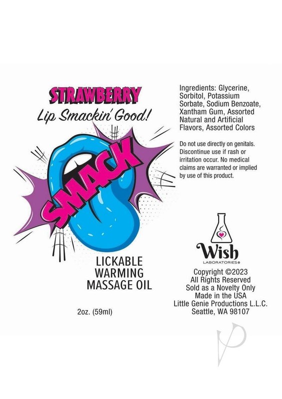 Smack Lickable Massage Oil 2oz - Strawberry gallery