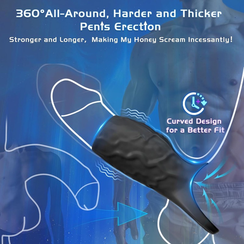 Vibrating Cock Armor Male Penis Extension Sleeve Girth Ring Enhancer Enlarger US gallery