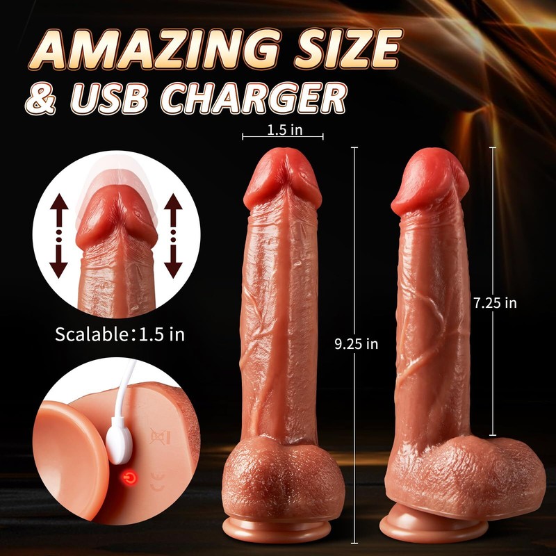 Thrusting Heating Realistic Dildo Anal G-Spot Vibrator Sex Toys for Women Couple gallery
