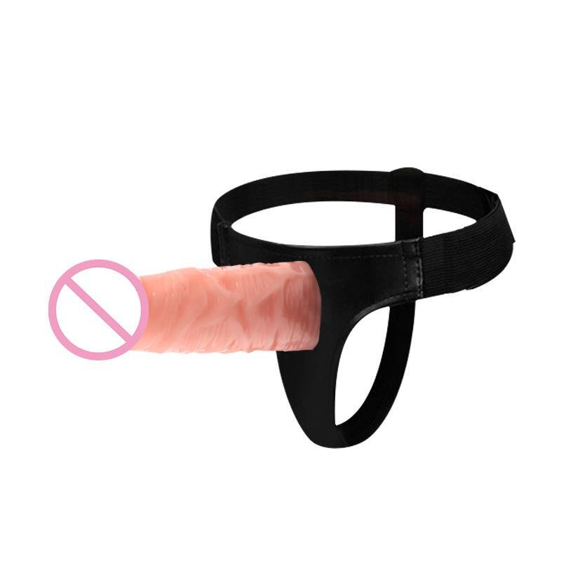 Strap On Hollow Dildo Panty Harness Penis Extender Sleeve Pant Women Lesbian Men