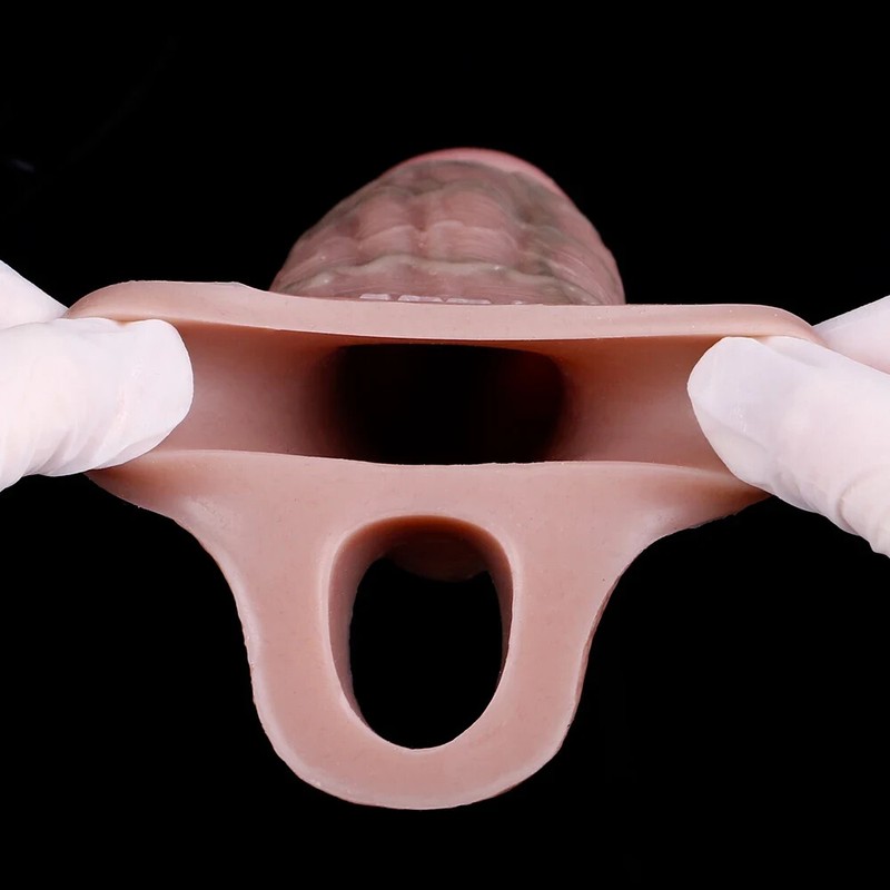 Silicone Realistic Dildo Delay Ejaculation Head Penis Sleeve Enlargement Sex Toy gallery