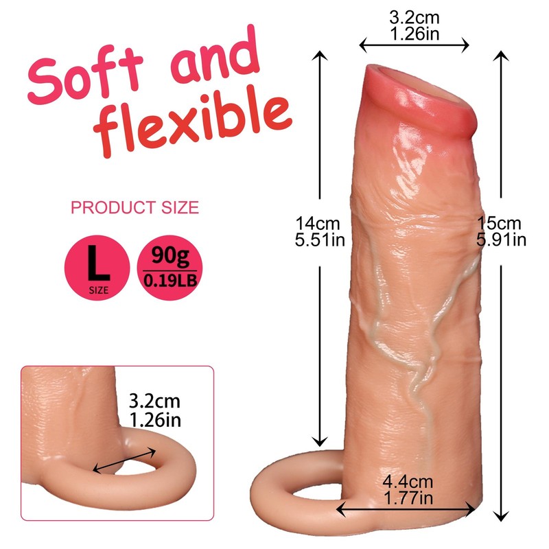 Big Cock Girth Enhancer Penis Extension Extender Sheath Sleeve for Men Male Huge