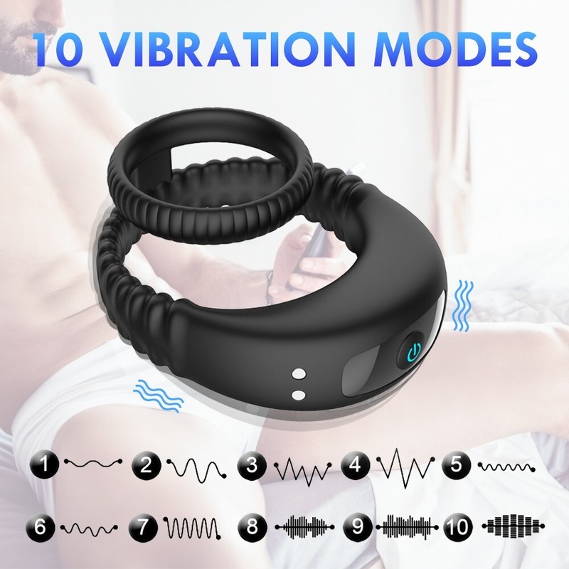 Couples Vibrator G-spot Dildo Massager Cock Ring Adult Sex Toys For Women Men US gallery