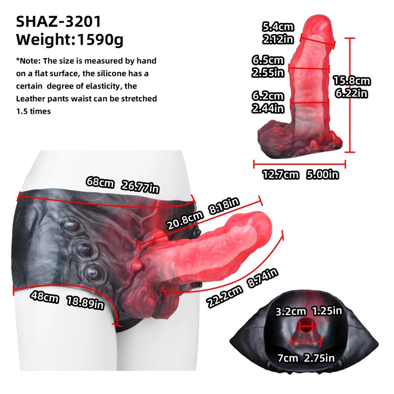 Silicone Strap on Hollow Penis Pant Penis Sheath Monster Dildo Harness Sex Toys