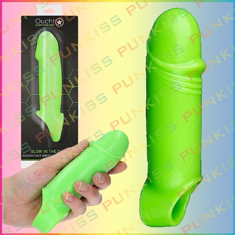 Ouch! GLOW in the Dark Thick Penis Extender💋Cock Sleeve Sheath Girth Enlarger