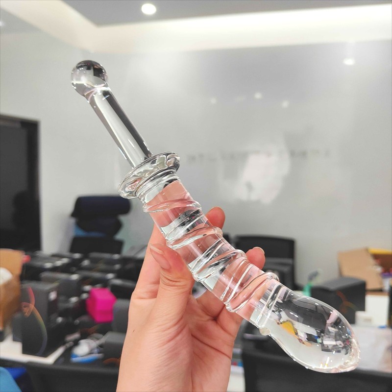 9IN Crystal Glass Dildo Massager Wand Anal Sex Handle Butt Plug G-Spot Men Women gallery