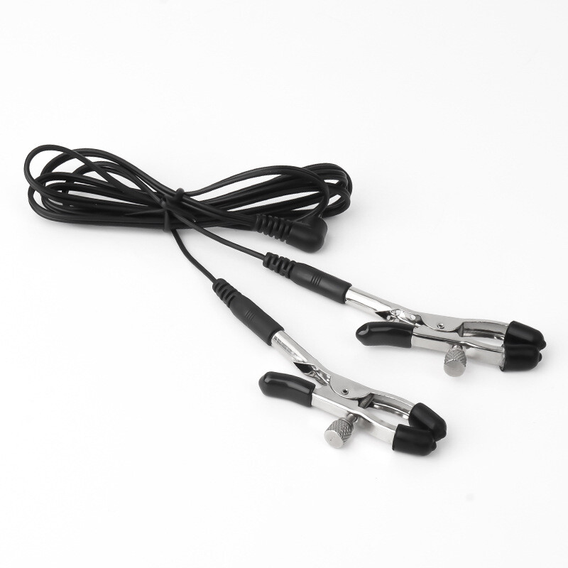 Electric Shocking Control Nipple Clips with Wire E-STIM Accessory Host Set gallery