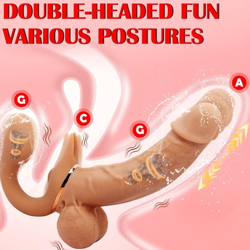 Strap-on Thrusting Realistic Double Dildo Vibrator Sex Toy for Women Lesbain gallery