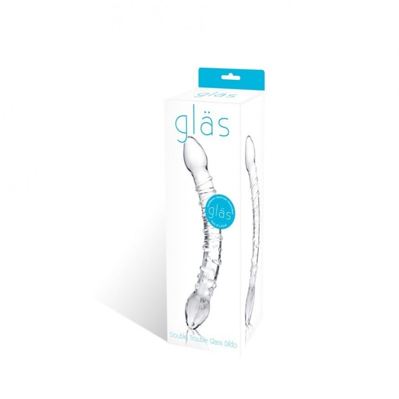 Glas Ultimately Pleasurable Double Trouble Hand Blown Glass Dildo, New