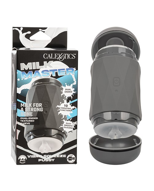 Milk Master Vibro Squeeze Pussy Stroker – Black