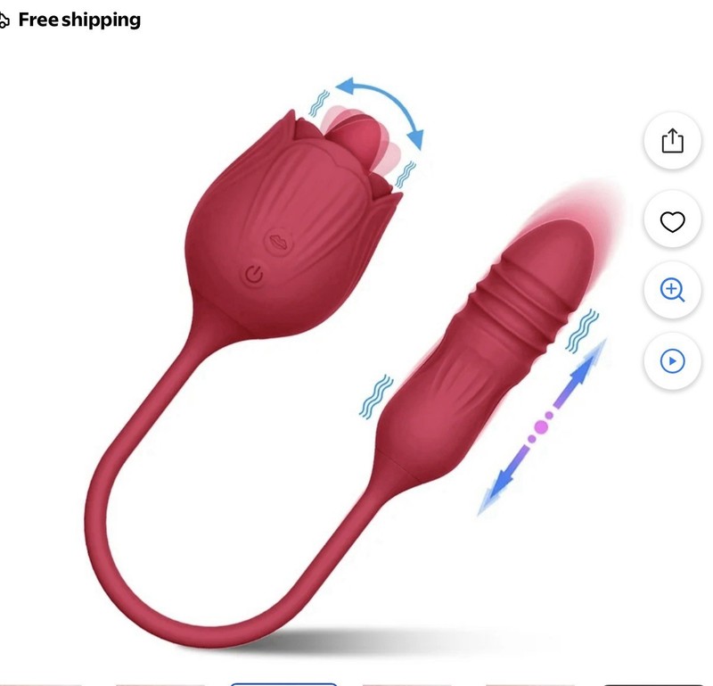 Doble Vibrador Succión Rosas y Vibrador de Empuje Clítoris Punto G, USB, 10 Modo