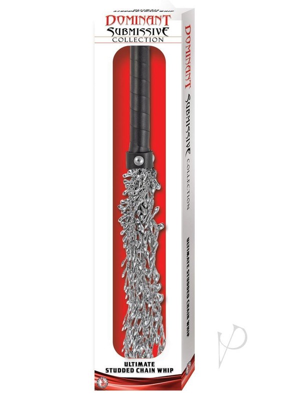 Dominant Submissive Collection Ultimate Studded Chain Whip – Silver