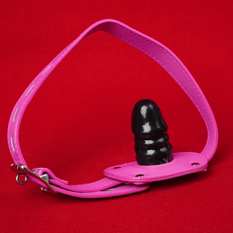 Open Oral Mouth Gag with 5cm Dildo Blowjob Rosy with Lock&key Bondage Sex Toy gallery