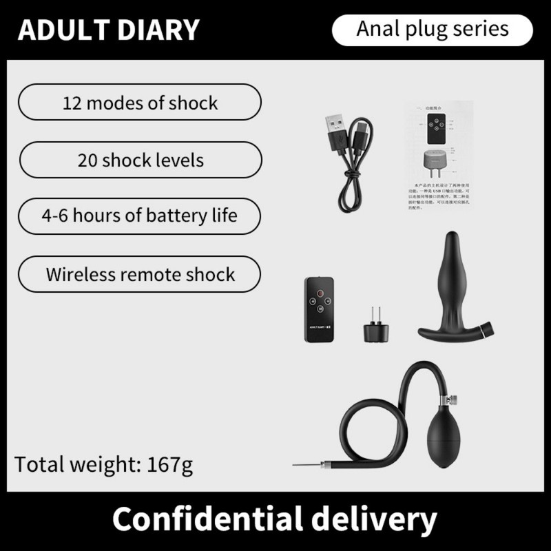 Remote Control G-Spot Vibration Stimulation Inflatable Anal Masturbation Plug