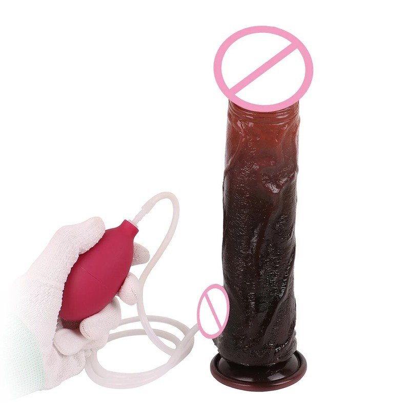9.45 » Squirting Dildo Soft Silicone Cock Ejaculating Penis Anal Plug Sex Toys