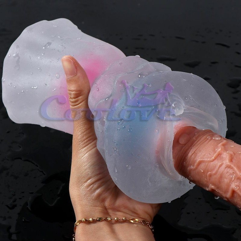 Jelly Masturbator Cup With Dual Cock Rings Masturbation Male Sex Toy for Men Gay