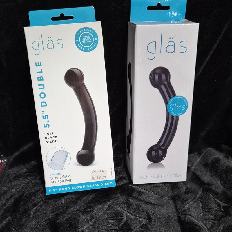 Glas Double Bull Black Dildo hypoallergenic Glass Sex Toy 5.5&Prime;