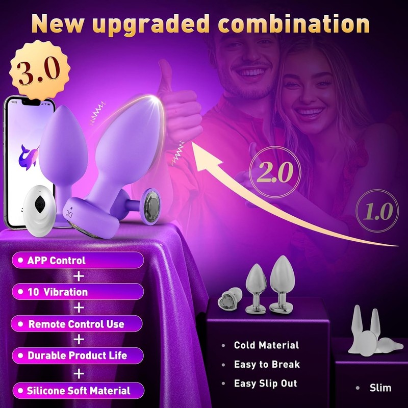 3Pcs Anal Plug Adult Sex Toy,Wireless Remote Control 10 Frequency Vibration gallery