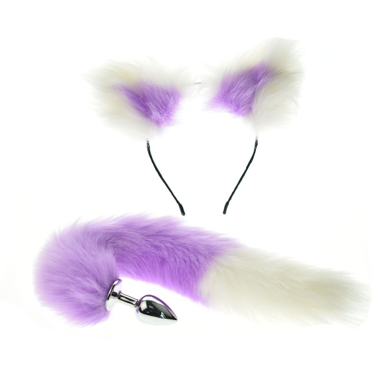 Cute Soft Cat Ears Headband Metal Plug Fox Tail Bead Plug Insert Stopper Cosplay gallery