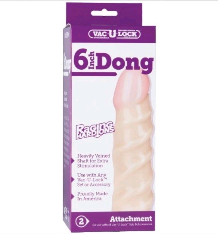 Vac-U-Lock 6 Inch Raging Hard on Realistic Dong White