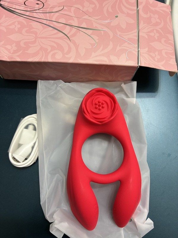 Cock Ring Rose Clit G Spot Stimulator Testicle Massager for Couples Men Women
