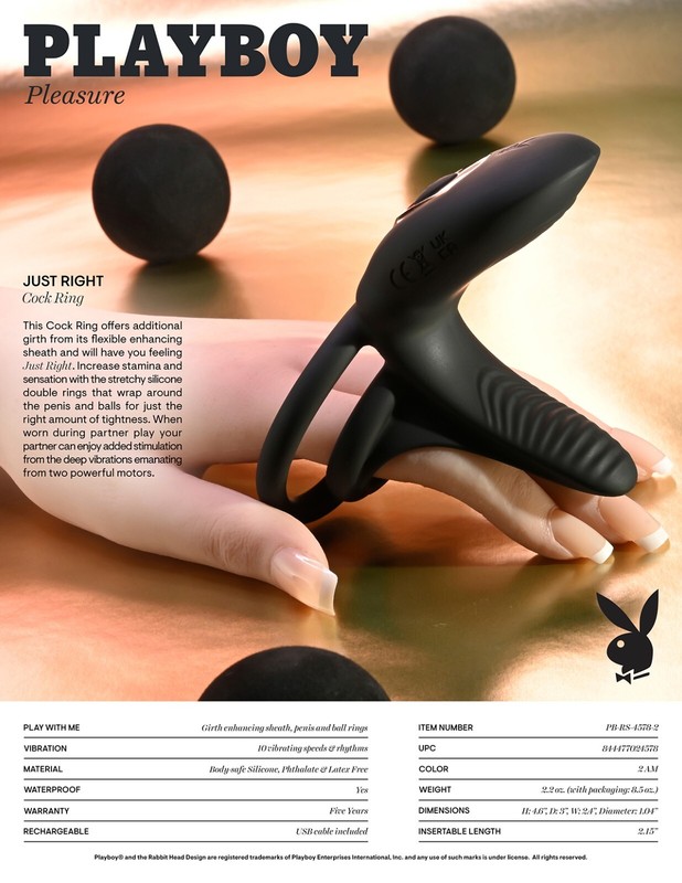 JUST RIGHT VIBRATING ERECTION RING GIRTH ENHANCER RECHARGEABLE COCK RING