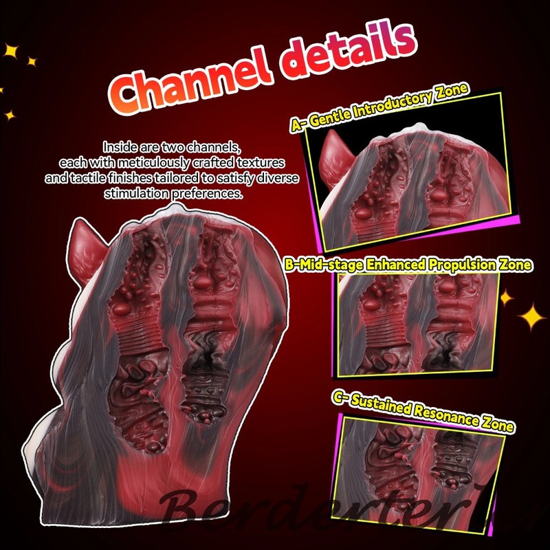 Red Hip Silicone Stroker Two Insertable Hole for Penis Masturbation Cup Sex Toys gallery