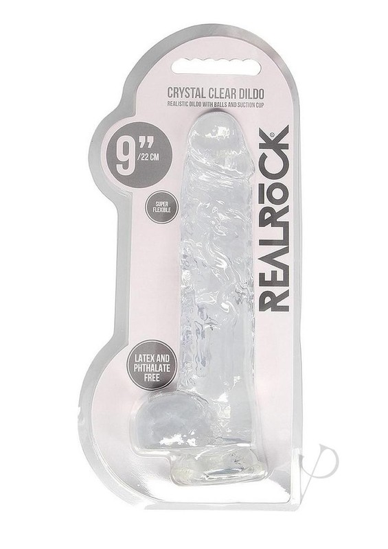 RealRock Crystal Clear Dildo with Balls 9in – Clear