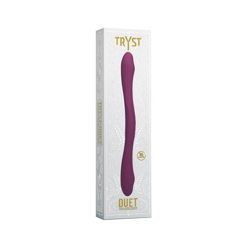 Doc Johnson Tryst Duet Double Ended Vibe with Wireless Remote – Berry Red
