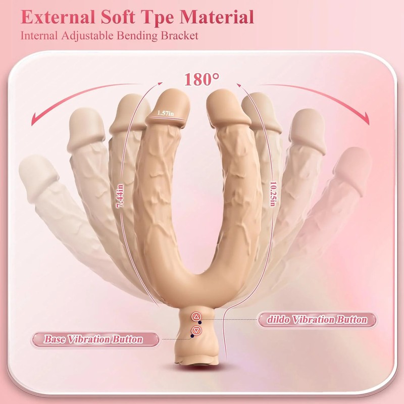 Double Dildo Lesbian Sex Toys 3 in 1 Realistic Dildo for 10 Vibrating Modes, Adu gallery