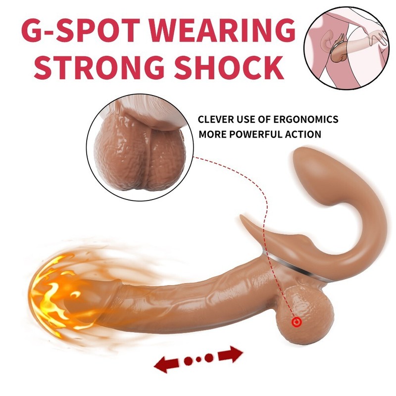 Strap-on Thrusting Realistic Double Dildo Vibrator Sex Toy for Women Lesbain gallery
