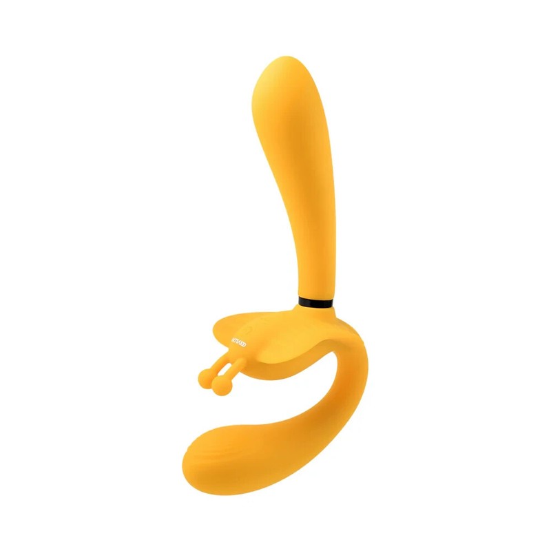 Evolved Novelties The Monarch Triple Shaft Strapless Strap-On Vibrator - Yellow gallery